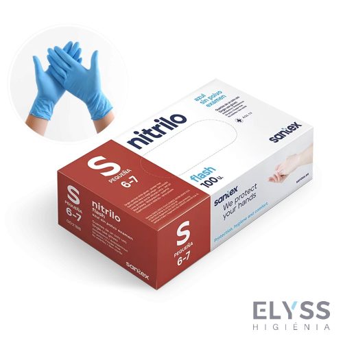 SANTEX Nitriflex Nitril púdermentes gumikesztyű, kék, S - 100 db