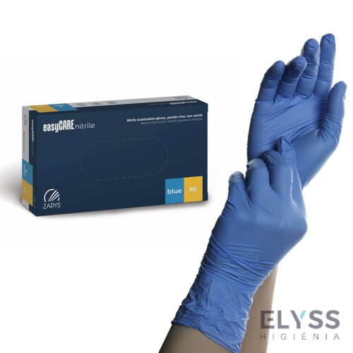 EasyCare Blue Nitril, púdermentes gumikesztyű, kék, M-L - 100 db