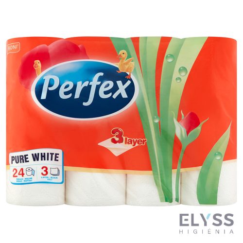 Perfex prémium 3 rétegű toalettpapír – 90 lap/tekercs, 24 db, virágmintás