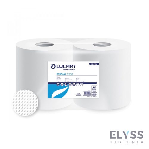 Lucart Strong 3.500 ipari törlő – 3 rétegű cellulóz, hófehér, 24x35 cm lapméret, 500 lap/tekercs, 2 tekercs/zsugor