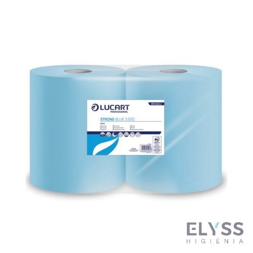 Lucart Strong Blue 3.500 ipari törlőkendő – 3 rétegű, kék, 24,5x30 cm lapméret, 500 lap/tekercs, 2 tekercs/zsugor