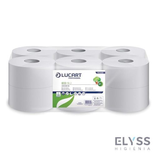 Lucart Eco 19 J toalettpapír – 2 rétegű, fehér, 522 lap/tekercs, 19 cm átmérő, 12 tekercs/zsugor