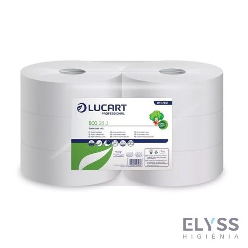 Lucart Eco 28 J toalettpapír – 2 rétegű, fehér, 265 méter/tekercs, 28 cm átmérő, 435 lap/tekercs, 6 tekercs/zsugor