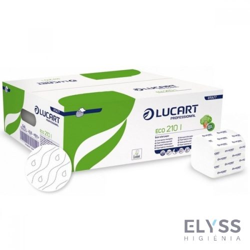 Lucart Eco 210 I hajtogatott toalettpapír – 2 rétegű, fehér, 10x21 cm lapméret, 210 lap/csomag, 40 csomag/karton