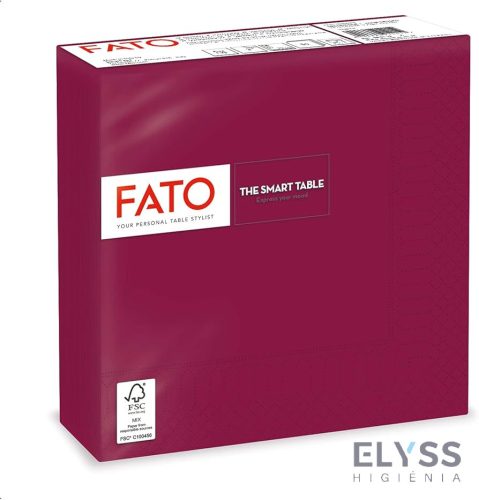 Lucart Fato Smart Table szalvéta – 2 rétegű, bordó, 33x33 cm, 1/4 hajtás, 50 lap/csomag