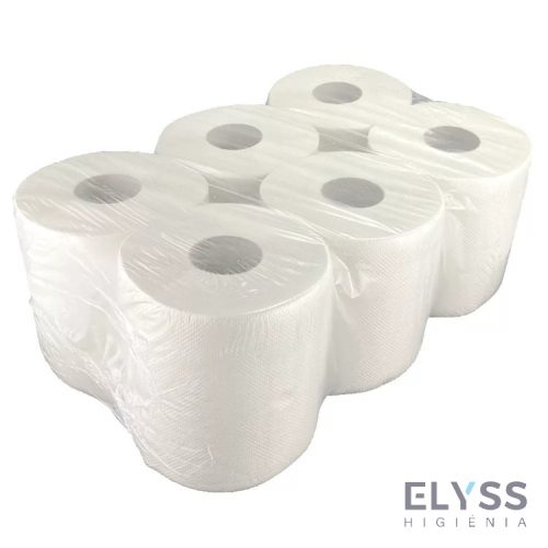Ipari kéztörlő 19cm – 2 rétegű, 100 m-es, 6 db-os, fehér cellulóz (250 lap/tekercs, 6 db/karton)