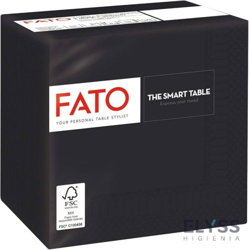 Lucart Fato Smart Table fekete színű szalvéta – 2 rétegű, 33x33 cm, 1/4 hajtás, 50 lap/csomag