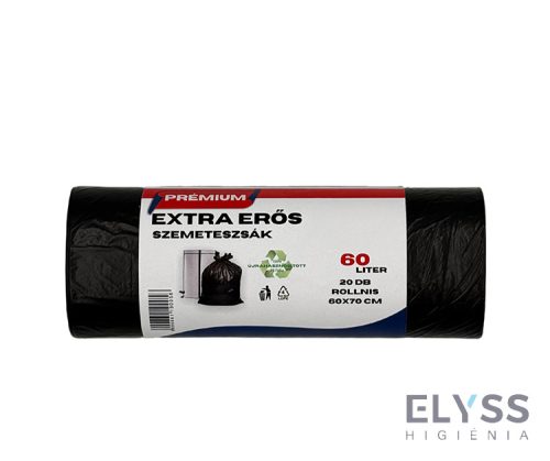 Szemeteszsák – 60x70 cm, 60L, 20 db / tekercs, Prémium Extra Erős