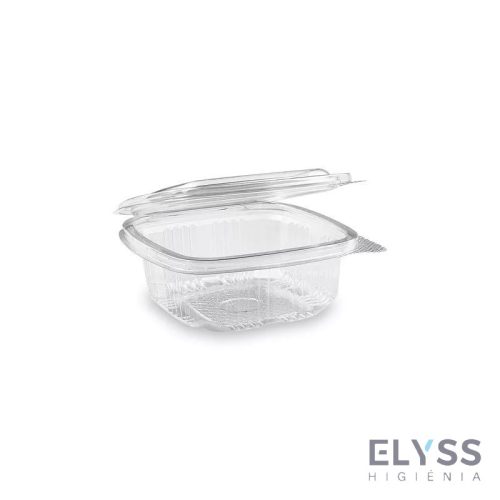 Szögletes egybefedeles műanyag doboz – 250 ml, PET (100 db)