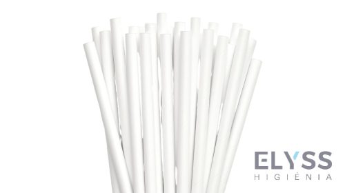 Szívószál fehér, bio, 23 cm, Ø6,5 mm